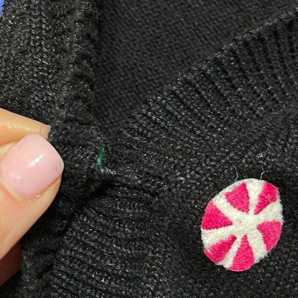 VTG Talbots Kids Christmas Sweater Vest Knit Candy Black Size 16 Colorful Girl's - Picture 3 of 5